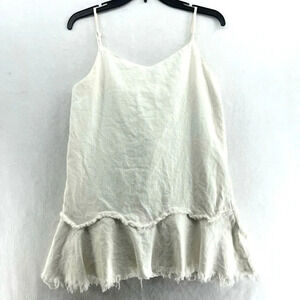 Whyte Valentyne Mini Dress Women's Sz 10 White Spaghetti Strap V-Neck Raw Hem